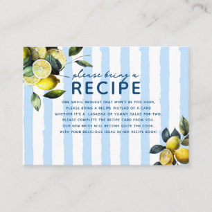 Italian Lemon Bridal Shower Recipe Request Enclosure Card