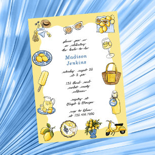 Italian Lemon Coastal Summer Bridal Shower Invitation