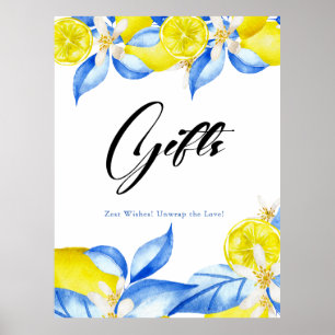 Italian Lemon Floral Bridal Shower Gifts Poster