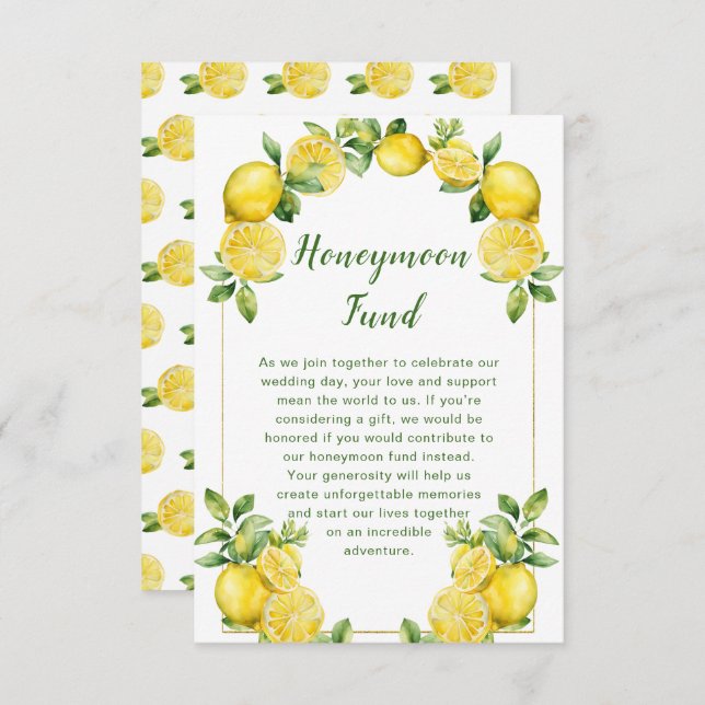 Italian Lemon Greenery Frame Wedding Enclosure Card (Front/Back)