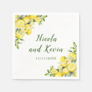 Italian Lemon Greenery Frame Wedding Napkin