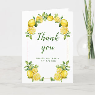Italian Lemon Greenery Frame Wedding Thank You Card