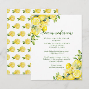 Italian Lemon Greenery Wedding Accommodations Enclosure Card