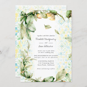 Italian Lemon Grove Boho Botanical Wedding Invitation
