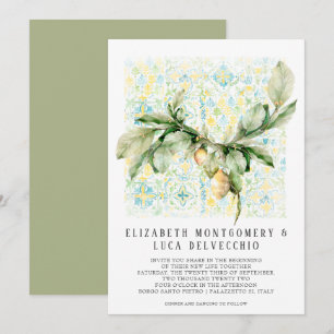 Italian Lemon Grove Boho Botanical Wedding Invitation