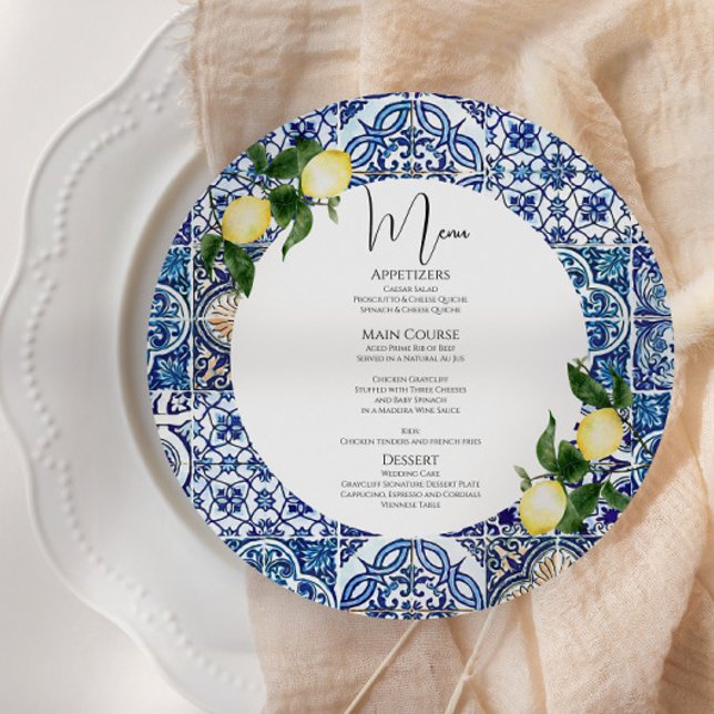 Italian Lemon Menu | Round Bridal Shower Card (Creator Uploaded)