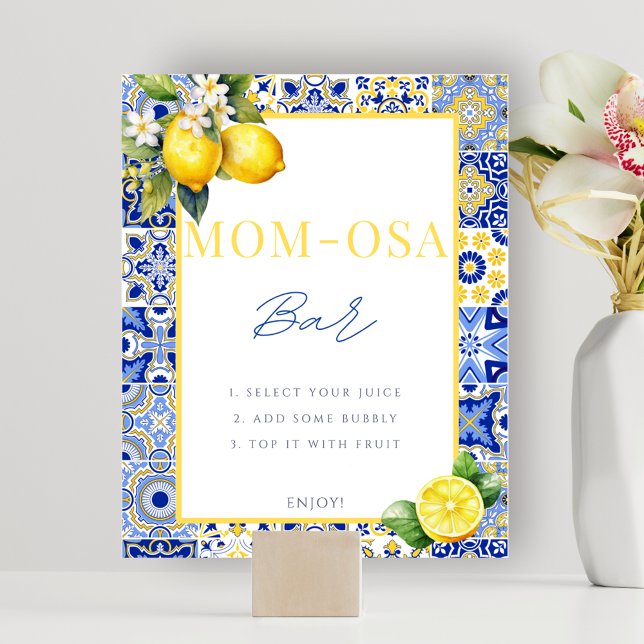 Italian Lemon Momosa Bar Baby Shower Sign Poster (Italian Lemon Momosa Mom-Osa Bar Baby Shower Sign Poster)