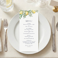 Italian Lemon Summer Wedding Menu Flat