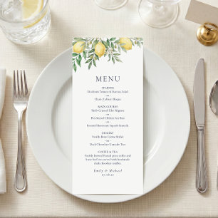 Italian Lemon Summer Wedding Menu Flat