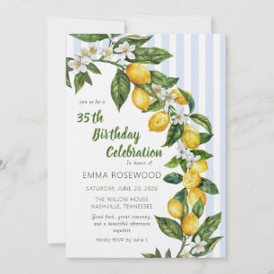 Italian Lemon Watercolor 35th Birthday Celebration Invitation