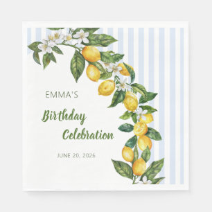 Italian Lemon Watercolor Birthday Celebration Napkin