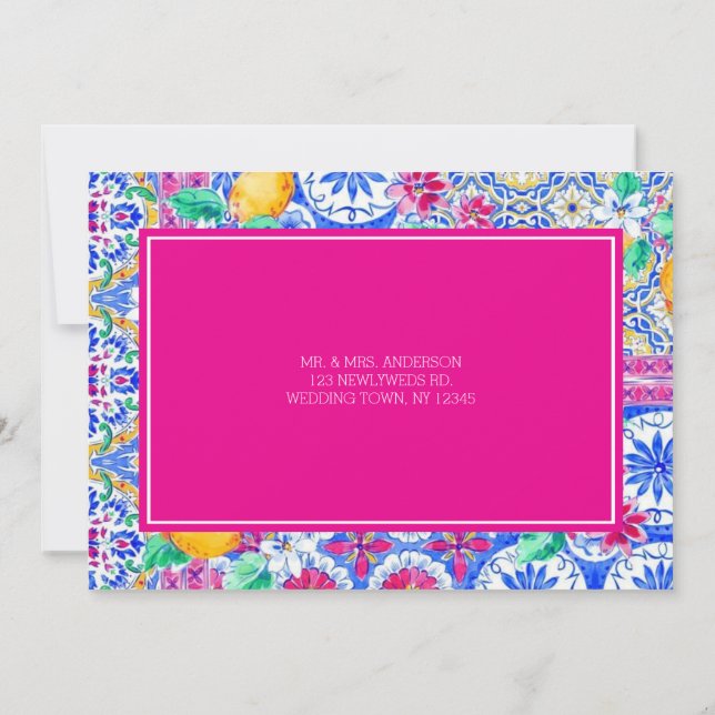 Italian Lemon Watercolor Flat Thank You Card (Back)