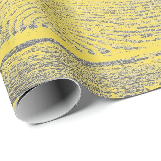 Italian Lemonade Yellow Grey Silver Wood Shabby Wrapping Paper (Roll Corner)