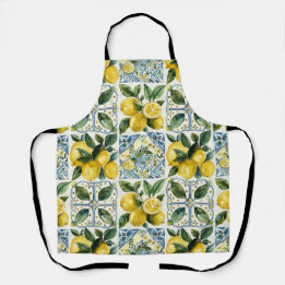 Italian Lemons and Tiles La Dolce Vita Pattern Apron