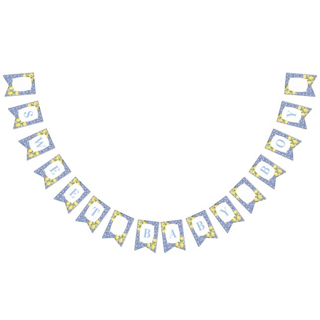 Italian Lemons Blue White Sweet Baby Boy Shower Bunting (All)