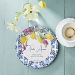 Italian lemons bougainvillea citrus bridal shower paper plate<br><div class="desc">That's amore Italian lemons bougainvillea Mediterranean citrus spring summer bridal shower personalised monogram printed paper plates,  personalised table decor</div>