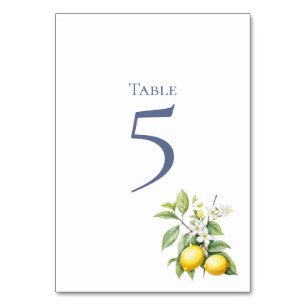 Italian Lemons Table Number Card