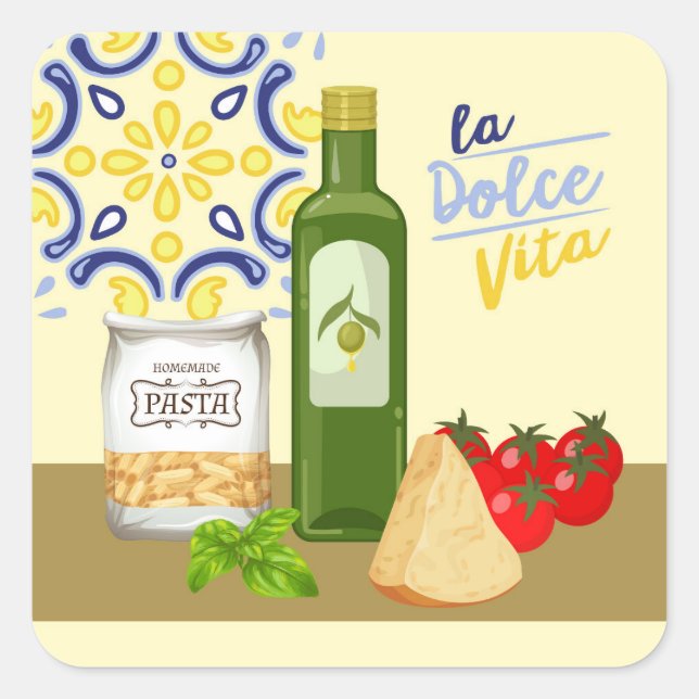 Italian Life Market Square Sticker (Front)