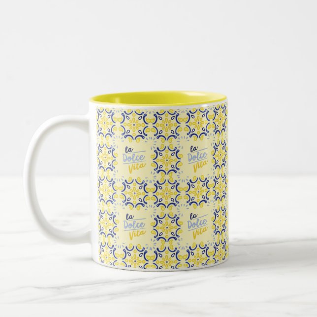 Italian Life Tiles Two-Tone Coffee Mug (Left)