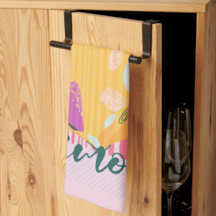 Italian Limon Lemon Pink Tea Towel