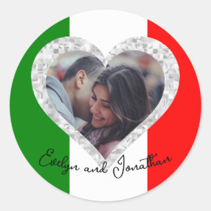 Italian Love Flag of Italy Heart Classic Round Sticker