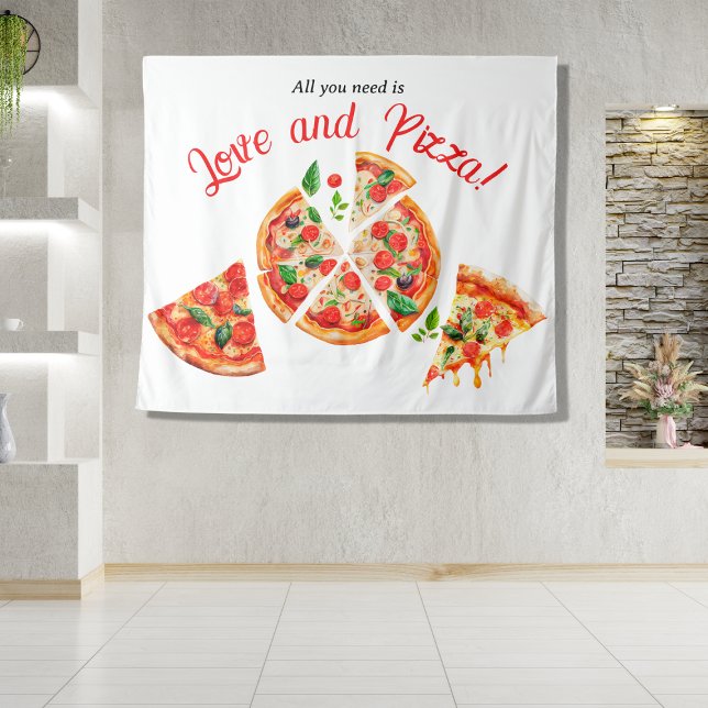 Italian Love & Pizza Party Slice Bridal Shower Tapestry (Creator Uploaded)