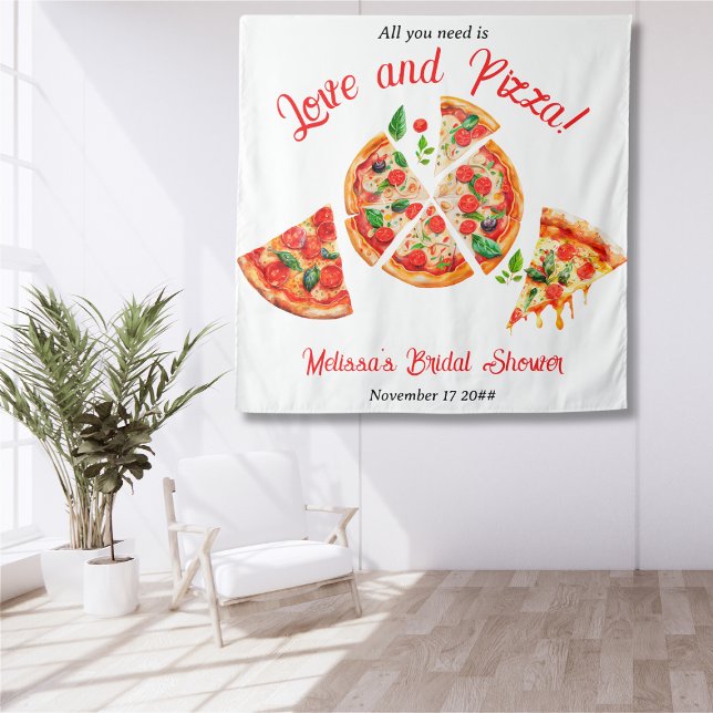 Italian Love & Pizza Party Slice Bridal Shower Tapestry (Creator Uploaded)
