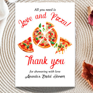 Italian Love & Pizza Party Slice Bridal Shower Thank You Card