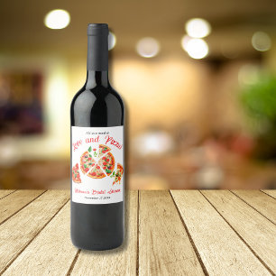 Italian Love & Pizza Party Slice Bridal Shower Wine Label