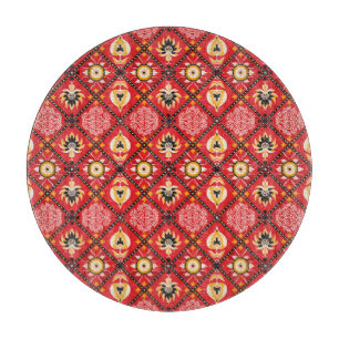 Italian Majolica: Embroidered Floral Tile. Cutting Board