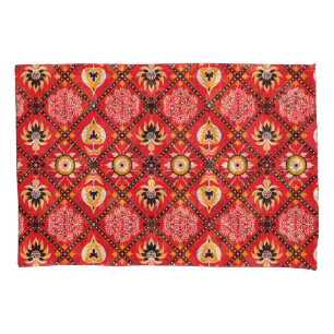 Italian Majolica: Embroidered Floral Tile. Pillowcase