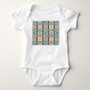 Italian Majolica Embroidery: Mediterranean Floral Baby Bodysuit