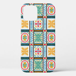 Italian Majolica Embroidery: Mediterranean Floral  iPhone 12 Case