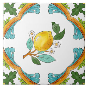 Italian Majolica Fruit  Ceramic Tile