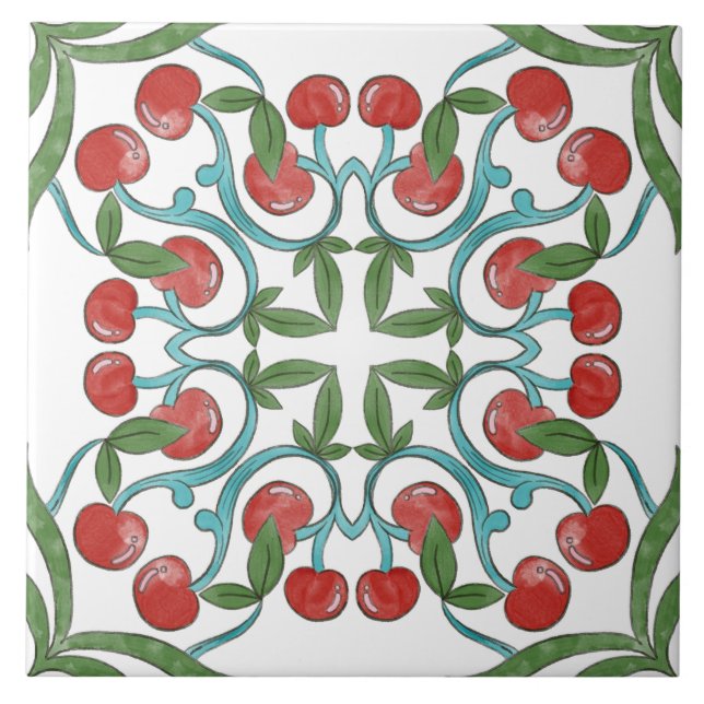 Italian Majolica Fruit  Ceramic Tile (Front)