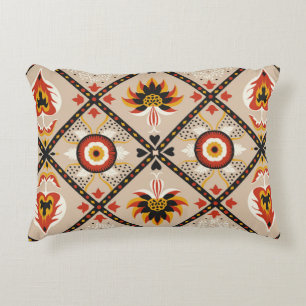 Italian majolica tile. Embroidery with flowers and Decorative Cushion