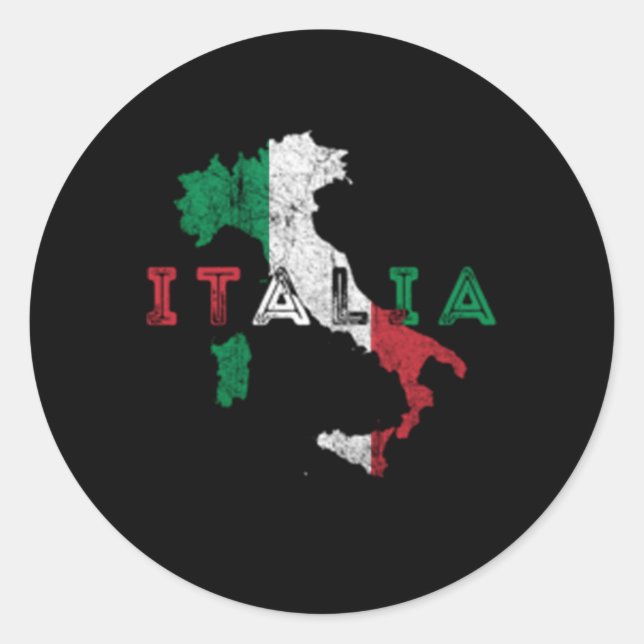 Italian Map And Flag Distressed Italy Classic Round Sticker (Front)