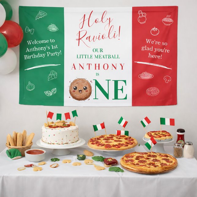 Italian Meatball 1st Birthday  Banner (Italian Meatball 1st Birthday Banner)