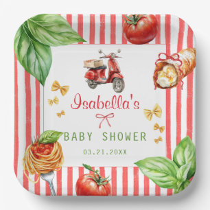 Italian Mediterranean Baby Shower Holy Cannoli Paper Plate