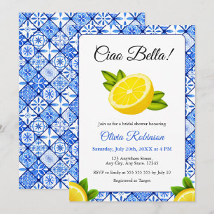 Italian Mediterranean Ciao Bella Bridal Shower Invitation