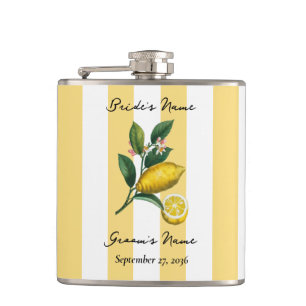 Italian Mediterranean Citrus Lemon Orange Wedding Hip Flask