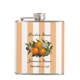 Italian Mediterranean Citrus Orange Wedding Favour Hip Flask