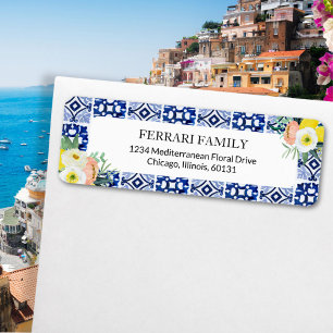 Italian Mediterranean Floral Tiles Return Address Label