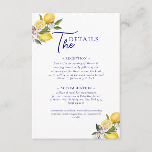 Italian Mediterranean Tile & Lemon Wedding   Enclosure Card