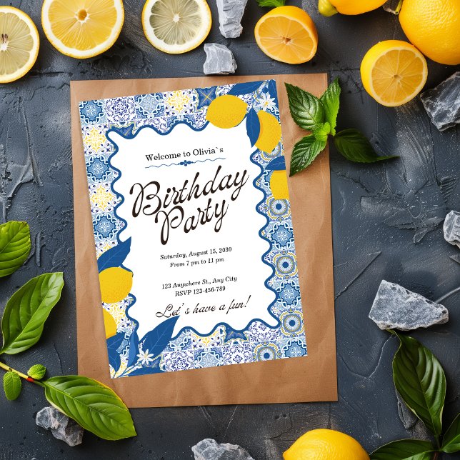 Italian Mediterranean Tiles Birthday Party Invitation (Creator Uploaded)