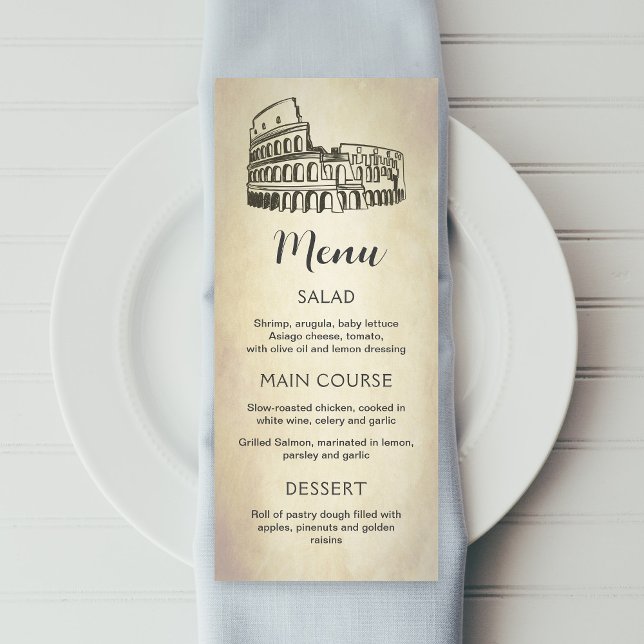 Italian menu, Colosseum editable printable menu (Creator Uploaded)