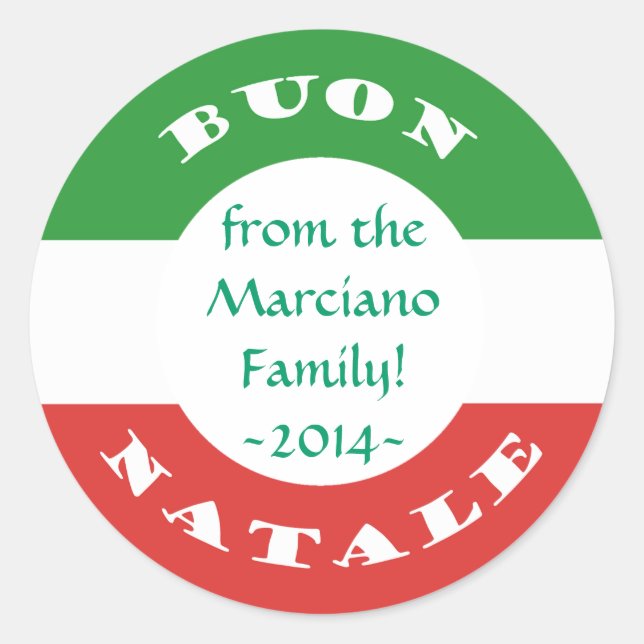 Italian Merry Christmas Buon Natale Round Stickers (Front)