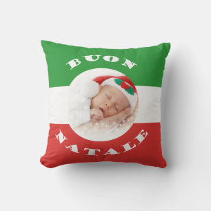 Italian Merry Christmas Buon Natale with Photo Cushion