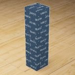 Italian Merry Christmas On Snowflakes Wine Box<br><div class="desc">Italian Merry Christmas text with snowflake and star design on a blue background.
Text can be edited.</div>