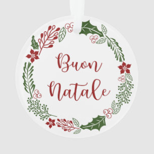 Italian Merry Christmas Wreath, Buon Natale Ornament